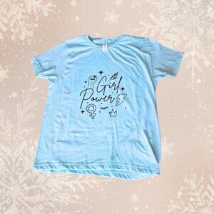 Girl Power Graphic Tee – Tultex Youth Large (Heather Purist Blue)